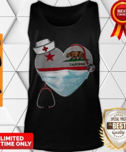 Premium Nurse Heart Stethoscope Mask California Flag Tank Top