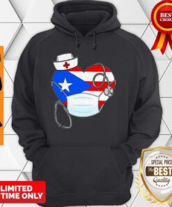 Premium Puerto Rico Flag Heart Nurse Stethoscope Hoodie