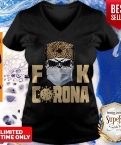 Premium Skull Leopard Mask Fuck Coronavirus V-neck