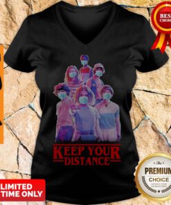 Strangerthings Eleven Mike Will Max Dustin Lucas Season Keep Your Distance Covid-19 V-neck
