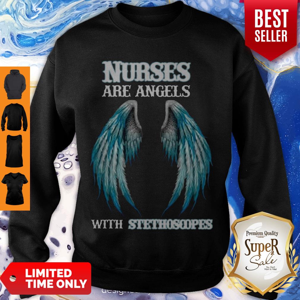 Premium Nurses Are Angels With Stethoscopes Sweatshirt Premium Nurses Are Angels With Stethoscopes Sweatshirt