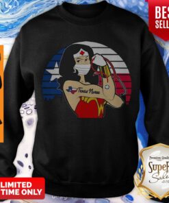 Nice Vintage Wonder Woman Texas Nurse Stethoscope Covid-19 Sweatshirt
