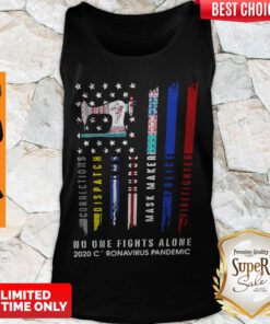 Top Sew American Flag No One Fights Alone 2020 Coronavirus Pandemic Tank Top