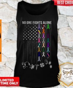 Top American No One Fights Alone Breast Cancer Awareness Tank Top