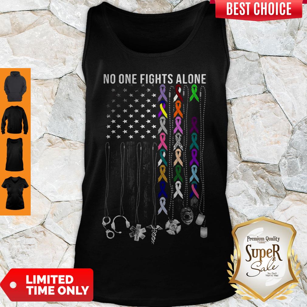 Top American No One Fights Alone Breast Cancer Awareness Tank Top Top American No One Fights Alone Breast Cancer Awareness Tank Top