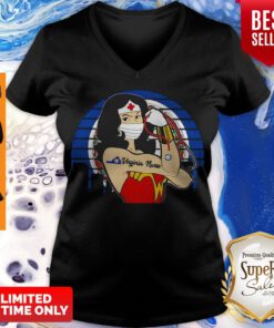 Top Vintage Wonder Woman Virginia Nurse Stethoscope Covid-19 V-neck