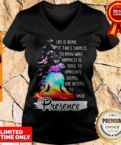 Top Ganesha Yoga Buddha India Hindu Shanti Presence V-neck