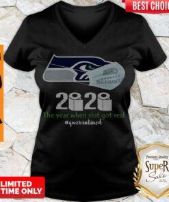 Nice Seattle Seahawks Mask 2020 The Year When Shit Got Real #quarantined V-neck