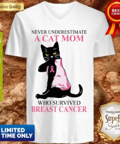 Awesome A Cat Mom Who Survived Breast Cancer V-neck