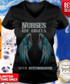 Premium Nurses Are Angels With Stethoscopes V-neck