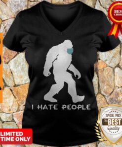 Premium Bigfoot Mask I Hate People Coronavirus V-neck