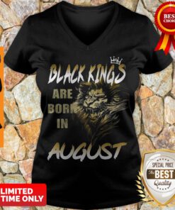 Pretty Lion Black Kings Are Born In August V-neck