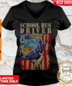Premium School Bus Driver American Flag V-neck