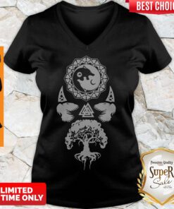 Awesome Wolf Raven Yggdrasil V-neck