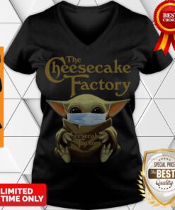 Official Star Wars Baby Yoda Hug The Cheesecake Factory Covid-19 V-neck