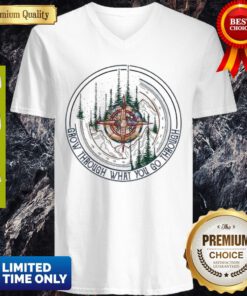 Premium Compass Mountain Grow Through What You Go Through V-neck