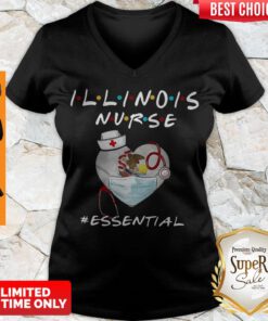 Nice Illinois Nurse Heart Stethoscope Lllinois Flag #Essential V-neck