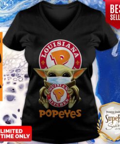 Nice Baby Yoda Mask Popeyes Louisiana Kitchen Coronavirus V-neck