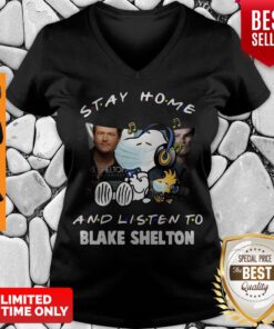 Awesome Snoopy Stay Home And Listen To Blake Shelton V-neck