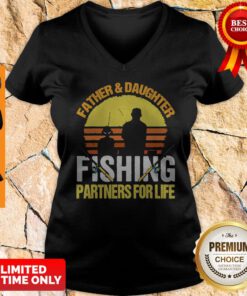 Father Daughter Fishing Partners For Life Vintage V-neck