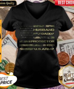 Husband Daddy Protector Hero Us Army V-neck