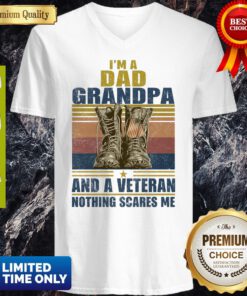 Im A Dad Grandpa And A Veteran Nothing Scares Me Vintage V-neck