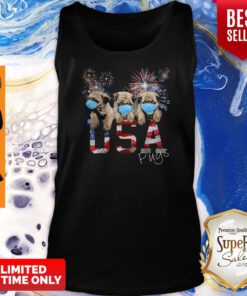 Pugs Wear Mask Usa Flag Firework Independence Day Tank Top