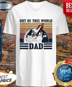 Retro Navy Nasa Out Of This World Dad Vintage V-neck