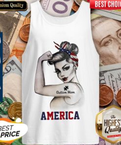 Strong Woman Autism Mom America Tank Top