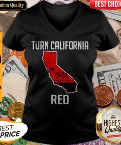 Turn CA Red State Flag V-neck