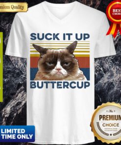 Awesome Cat Suck It Up Buttercup Vintage V-neck