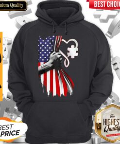 Autism Awareness Heart American Flag Veteran Independence Day Hoodie