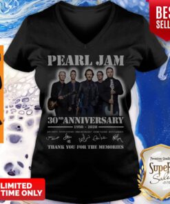 Pearl Jam Band 30nd Anniversary 1990 2020 Thank You For The Memories Signatures V-neck