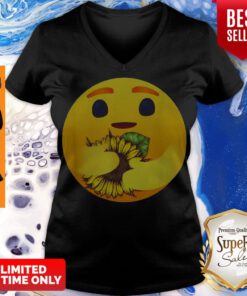 Premium Care Emoji Hug Sunflower V-neck