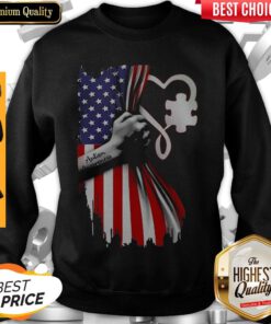 Autism Awareness Heart American Flag Veteran Independence Day Sweatshirt