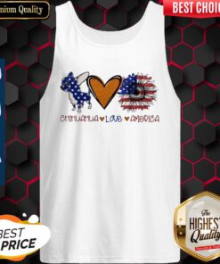 Chihuahua Love Heart Sunflower American Flag Veteran Independence Day Tank-top