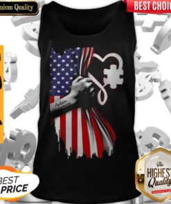 Autism Awareness Heart American Flag Veteran Independence Day Tank-top