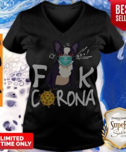 Top French Bulldog Face Mask Fuck Corona V-neck