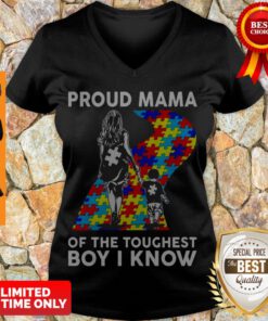 Top Proud Mama Of The Toughest Boy I Know Autism Awareness V-neck