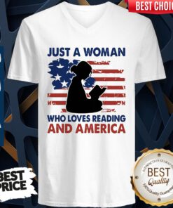 Just A Woman Who Loves Reading And America V-neck