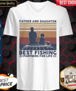 Father And Daughter Best Fishing Partners For Life Vintage V-neck