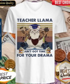 Teacher Llama Aint Got Time For Your Drama Vintage V-neck