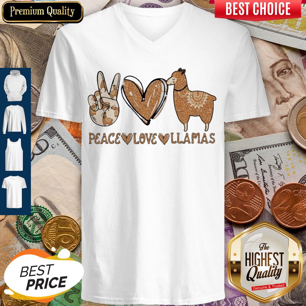 Premium Peace Love Llamas Diamond V-neck