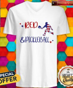Awesome Red And Pickleball American Flag Independence Day V-neck