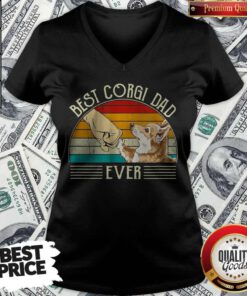 Cute Best Corgi Dad Ever Vintage V-neck