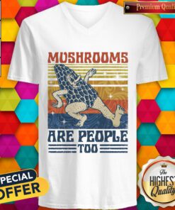 Cute Mushrooms Are People Too Vintage Retro V-neck