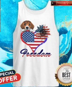 Good Beagle Dog Sunflower Heart American Flag Freedom Tank Top