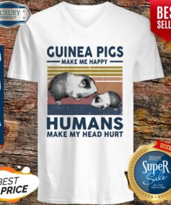 Guinea Pigs Make Me Happy Humans Make Head Hurt Vintage V-neck