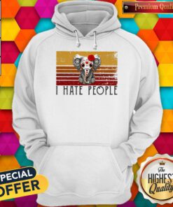 Hippie Elephant I Hate People Vintage Retro Hoodie