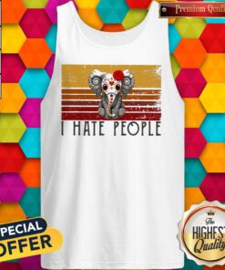 Hippie Elephant I Hate People Vintage Retro Tank Top